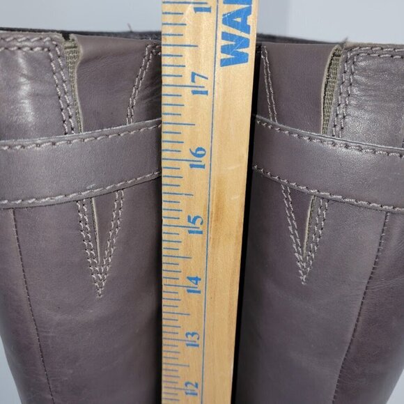 Enzo Angiolini Easayin Tall Riding Boots Dark Taupe Gray W/Buckle Detail Size 6M - Picture 7 of 16